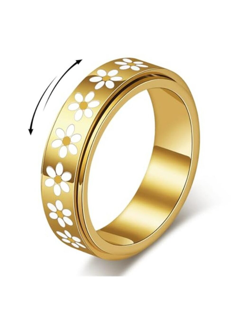 Daisy Fidget Ring for Anxiety Relief - 18K Gold Plated Spinner Band for Stress